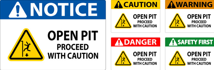 Danger Sign Open Pit Proceed With Caution