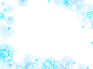 ふわふわキラキラ、雪とアイスブルーのかわいい背景