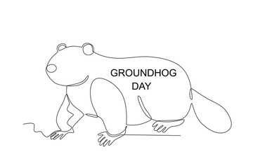 A groundhog came out of his burrow. Groundhog day one-line drawing