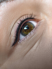 permanent eyeliner makeup close up. Healthy and clean skin young woman