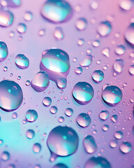 abstract background with water drops bubbles,pastel violet and blue colors,minimal composition,macro drops.Creative 3d render