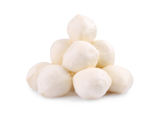 Fototapeta na wymiar Tasty mozzarella cheese balls isolated on white