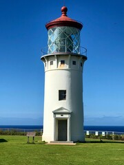 Fototapeta na wymiar Vertical shot of the Kilauea Lighthouse in Kauai, Hawaii