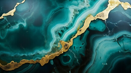 Nature marble pattern. Abstract green texture, background. Green paint with the addition of gold powder.