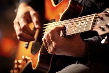 Fototapeta premium Person playing an electric guitar. Generative AI