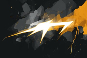 Storm illustration with lightning, yellow and gray background. Generative AI