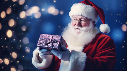 Santa Claus working on Christmas gifts