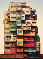 Vibrant Cityscape: AI-Generated Colorful Immense Building Architecture