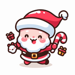 cute santa claus with candy happy