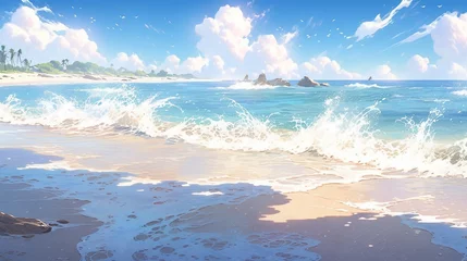 Fotobehang ［AI生成画像］南国の海、波しぶき2 © 孝広 河野