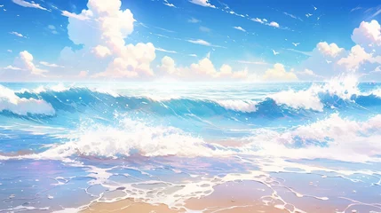 Fotobehang ［AI生成画像］南国の海、波しぶき3 © 孝広 河野