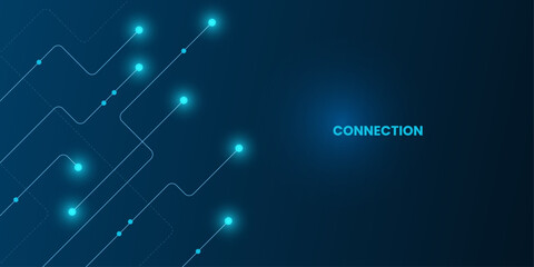 Geometric Circuit connect lines and dots, Network technology and Connection concept. Simple technology graphic background. Vector Illustration.