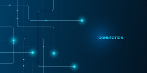 Geometric Circuit connect lines and dots, Network technology and Connection concept. Simple technology graphic background. Vector Illustration.