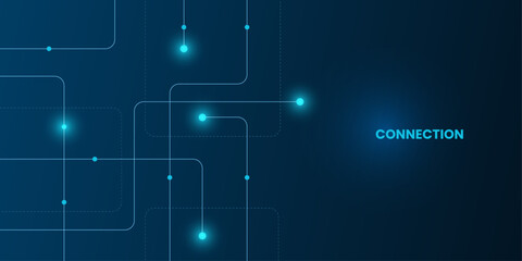 Geometric Circuit connect lines and dots, Network technology and Connection concept. Simple technology graphic background. Vector Illustration.