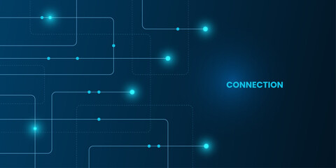 Geometric Circuit connect lines and dots, Network technology and Connection concept. Simple technology graphic background. Vector Illustration.