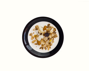 Plate with cereals for breakfast