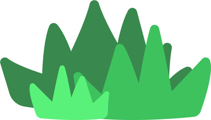 Cute Cartoon grass. Flat style. PNG transparent file.