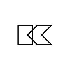 letter K monogram outline modern logo design
