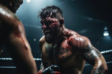 Fototapeta na wymiar boxer during a fight