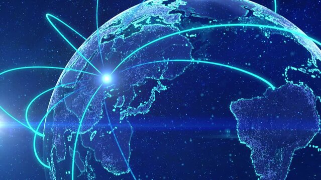 Network information radiates around the world.