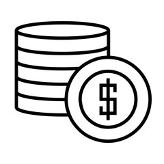 stack of coins icon, money finance bank symbol sign in line