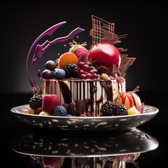 Renaissance of Sweetness: An Artistically Sculpted Cake, Evoking Classic Art with Edible Pearls and Vintage Color Palette"