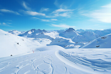ski resort in the mountains in winter season