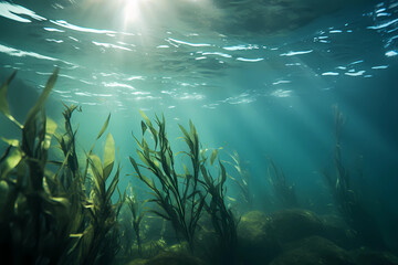 Fototapeta na wymiar kelp under the open water
