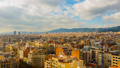 Naklejka premium Barcelona view for banner background
