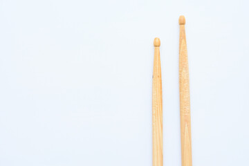 wooden drumstick isolated on white background, object for play drum