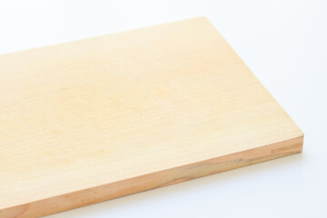 wooden cutting board isolated on white background, plank wood in the kitchen