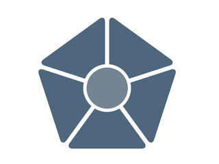 Business analysis diagram. A combination of pentagons and circles. Five-in-one.