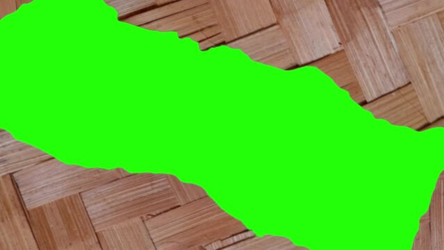Traditional frames of handcraft woven bamboo texture. Green screen chroma key