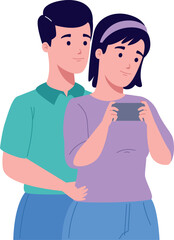 Fototapeta premium using smartphone couple design