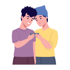 Fototapeta premium using smartphone men