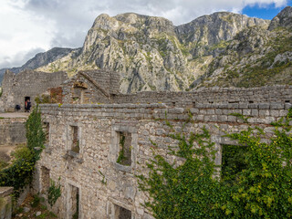 San Giovanni fortress and medieval wall and fortifications of Kotor, Bay of Kotor, Adriatic Coast, Montegnegro
