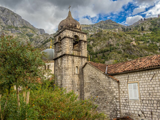 Fototapeta na wymiar Orthodox Church of St. Nicholas in Kotor, a fortified town on Montenegro’s Adriatic coast