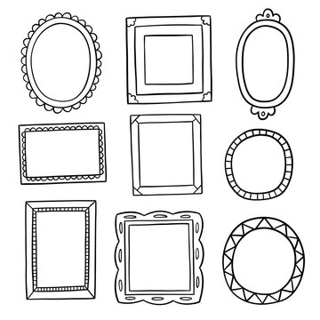 set of cute doodle frames