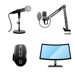 シンプルなイラスト_いろいろな家電のセット_ゲーミング