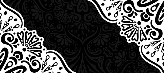 Abstract Paisley Decorative black background Wallpaper