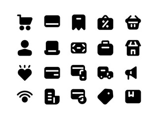 E-Commerce and Online Shopping Icon Pack in Filled Style Style Perfect for Websites, Landing Pages, Mobile Apps, and Presentations. Suitable for User Interface or User Experience UI UX.
