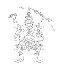 ancient tradition thai character ramayana,Illustration of Hindu God Brahma