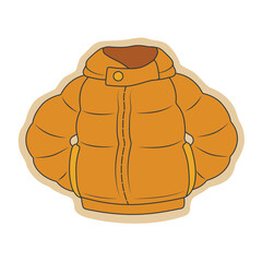 Yellow puffer jacket on white background