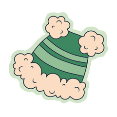 Stylish winter hat on white background