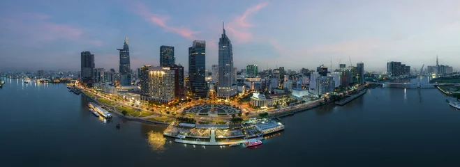 Foto op Canvas Aerial skyline view of Ho Chi Minh cityscape, Sai Gon cityscape at night © Hanoi Photography