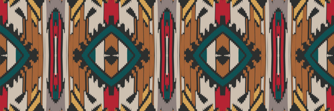 Ikat Pattern Vector or Modern Native Thai Ikat Pattern. Geometric Ethnic Background for Pattern Seamless Design or Wallpaper.