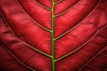 abstract red striped of foliage from nature, detail of leaf textured background. generative ai.