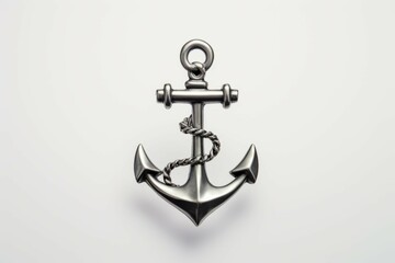 Silver anchor on white backdrop