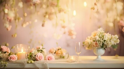 An enchanting garden tea party, with delicate fairy lights ling overhead, illuminating a table covered in lush floral arrangements. The soft glow creates a magical atmosphere for showcasing