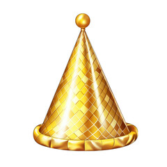 Golden New Years Eve party hat - isolated on transparent background
